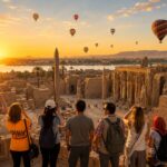 Travelers exploring Karnak Temple, one of the best things to do in Luxor, Egypt.