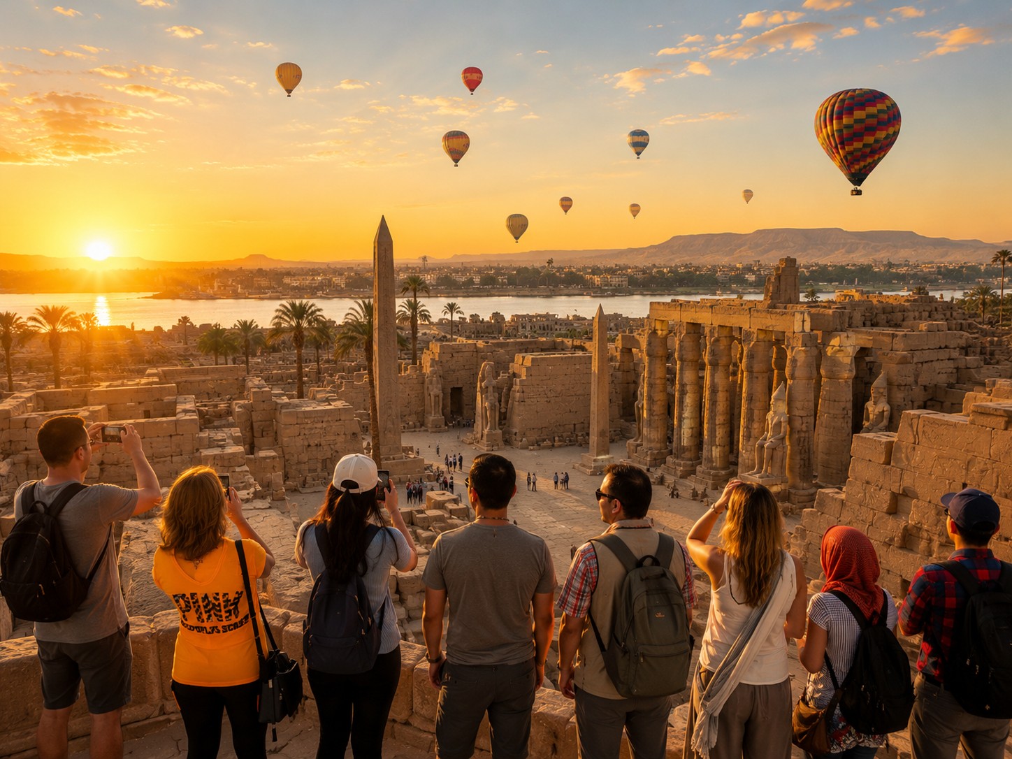 Travelers exploring Karnak Temple, one of the best things to do in Luxor, Egypt.